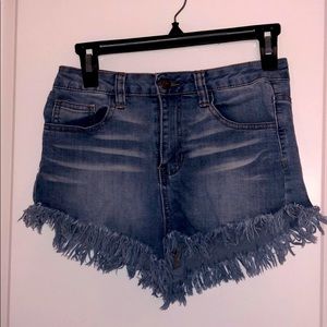 Frilly Ripped Jean Shorts